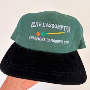 Vintage 2 tone Elite L'ASSOMPTION 1998 Ballon Bali Dad hat strapback green black